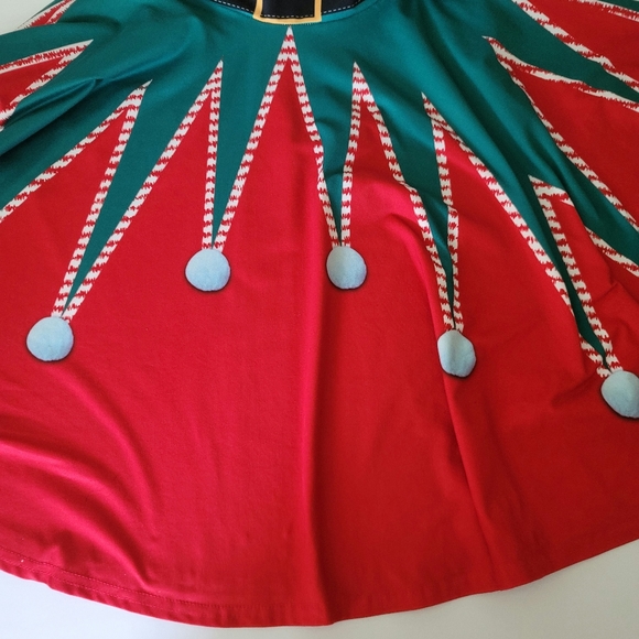SALE! Christmas Elf dress size S green red print holiday short sleeve - Picture 5 of 8